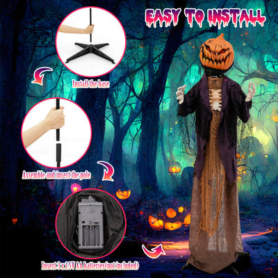 5.6 Feet Halloween Animated Standing Pumpkin Scarecrow