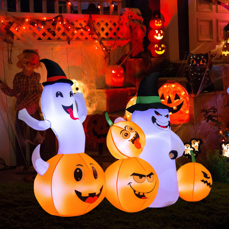 6 Feet Halloween Inflatable Pumpkins and Ghosts with LED Lights