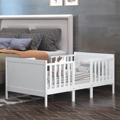 2-in-1 Convertible Toddler Bed with Guardrails