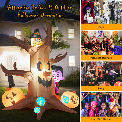 6 Feet Inflatable Halloween Dead Tree with Pumpkin Blow up Ghost Tree and RGB Lights