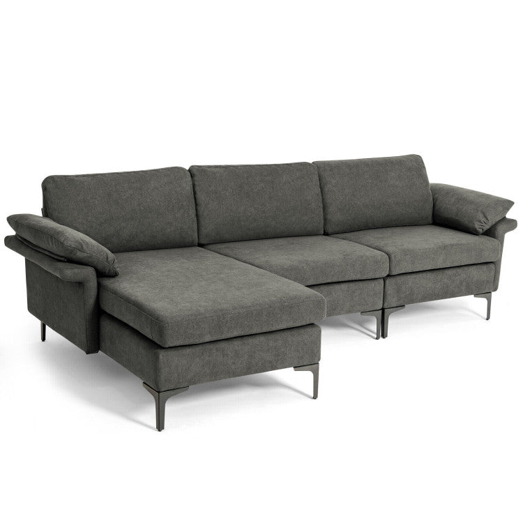 Extra Large L-shaped Sectional Sofa with Reversible Chaise