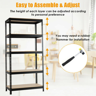 5-Tier Steel Storage Shelve for Home Office Garage--Black