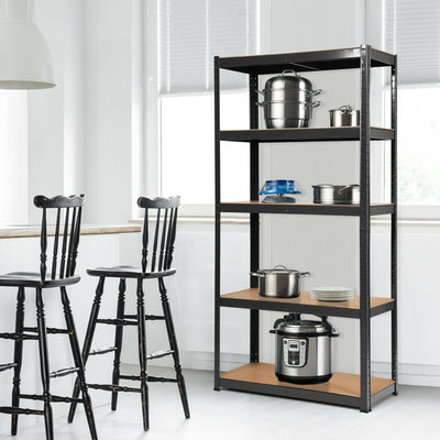 72 Inch Storage Rack with 5 Adjustable Shelves for Books Kitchenware--Black