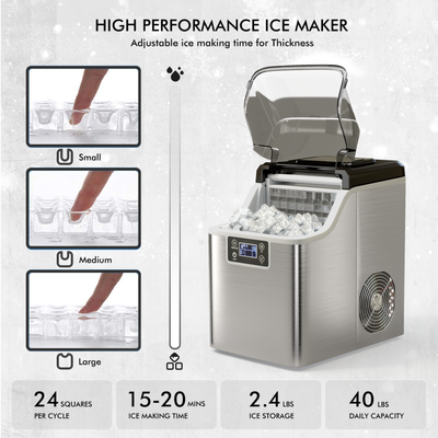 Electric Countertop Ice Maker with Ice Scoop and Basket