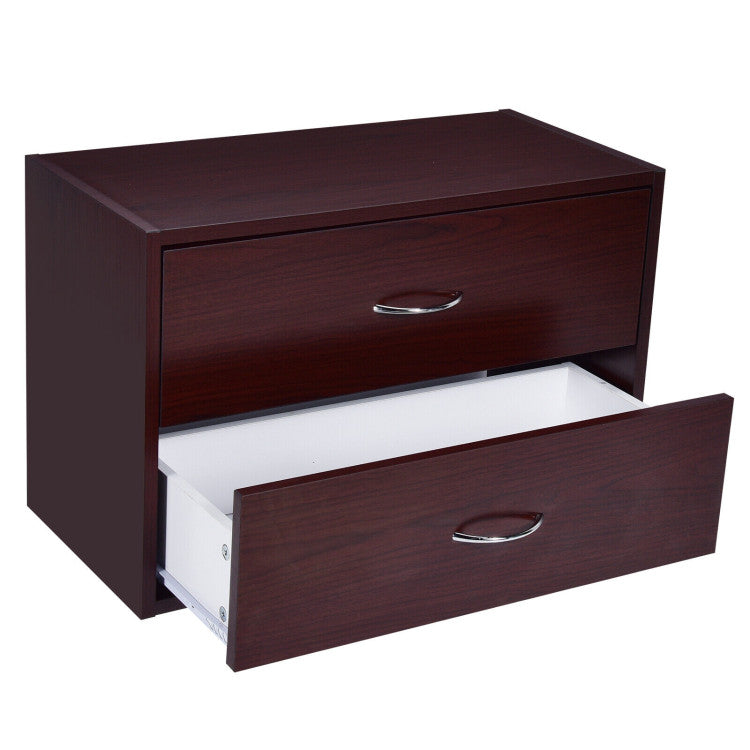 2-Drawer Retro Stackable Storage Cabinet with Handles