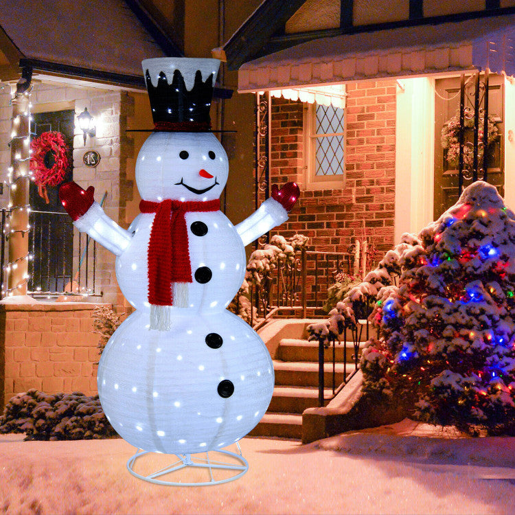 6 Feet Lighted Snowman with Top Hat and Red Scarf