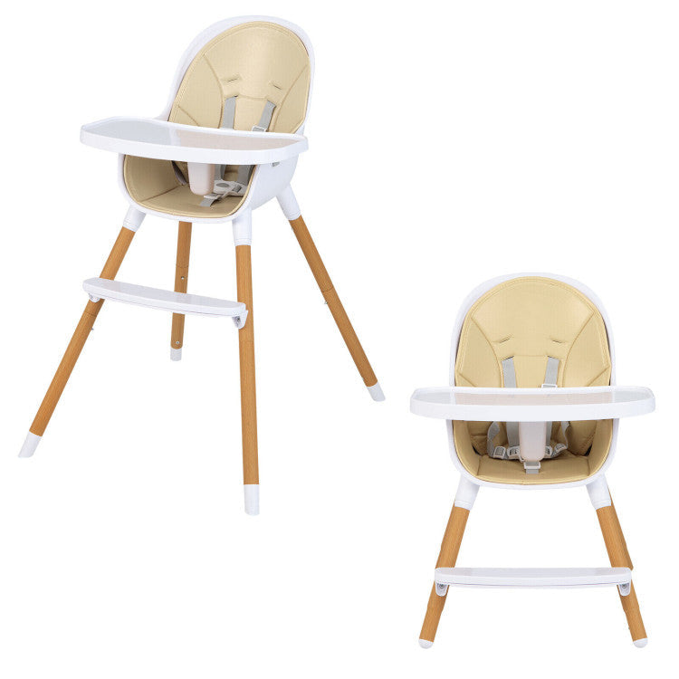 4-in-1 Convertible Baby High Chair Infant Feeding Chair with Adjustable Tray