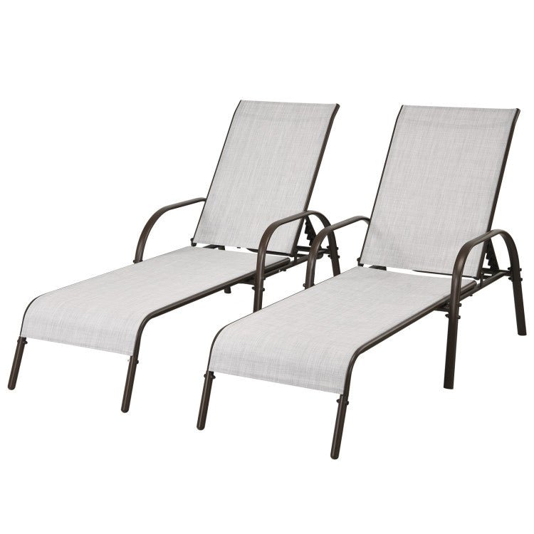 Adjustable Patio Chaise Folding Lounge Chair with Backrest