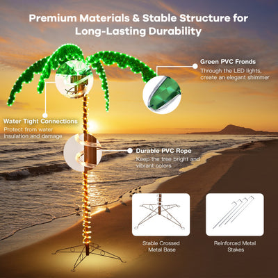 7 Feet LED Pre-lit Palm Tree Decor with Light Rope