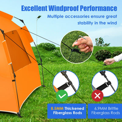 3-4 Person Easy Pop-Up Beach Tent UPF 50+ Portable Sun Shelter--Orange