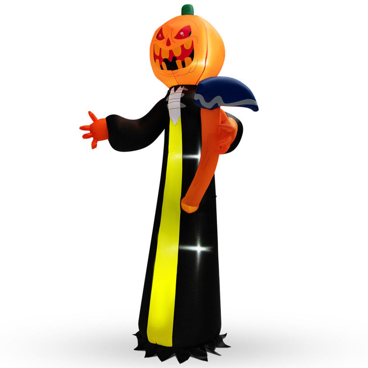 10 Feet Halloween Inflatable Pumpkin Ghosts with Built-in LEDs