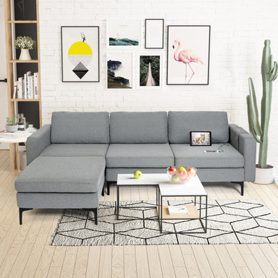 Modular L-shaped Sectional Sofa with Reversible Chaise--Gray