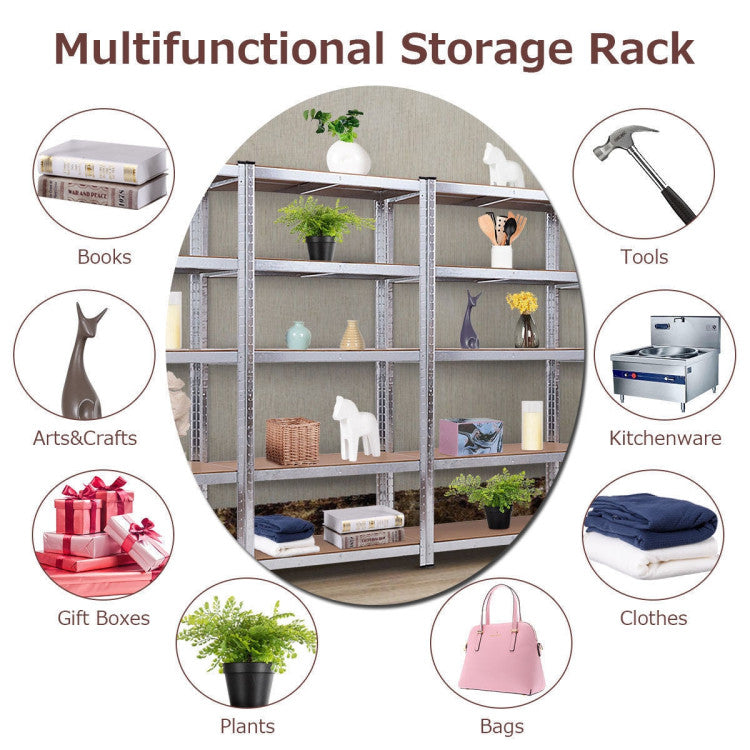 72 Inch Storage Rack with 5 Adjustable Shelves for Books Kitchenware--Silver