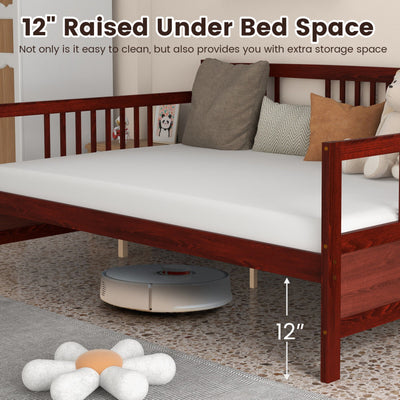 Full Size Metal Daybed Frame with Guardrails