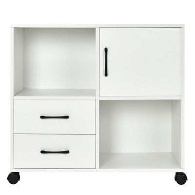 Mobile File Cabinet with Lateral Printer Stand and Storage Shelves