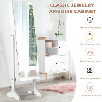 Standing Jewelry Armoire Cabinet with Full Length Mirror