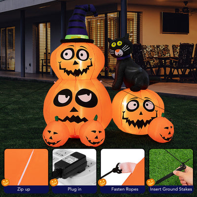 6 Feet Inflatable Pumpkin Combo Decoration with Built-in LED Light