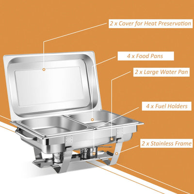 2 Packs Stainless Steel Full-Size Chafing Dish