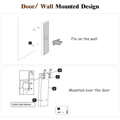 Wall and Door Mounted Mirrored Jewelry Cabinet with Lights