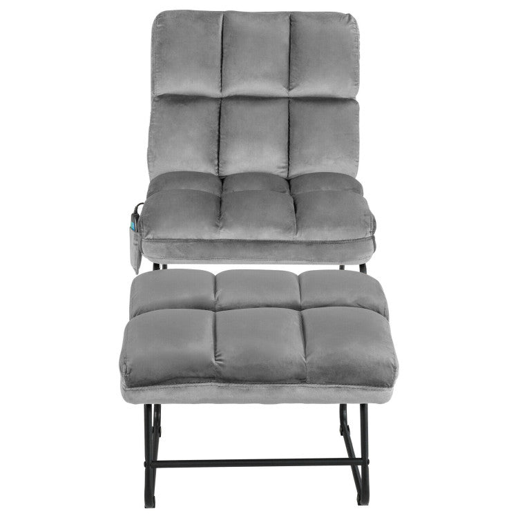 Velvet Massage Recliners with Ottoman Remote Control and Side Pocket