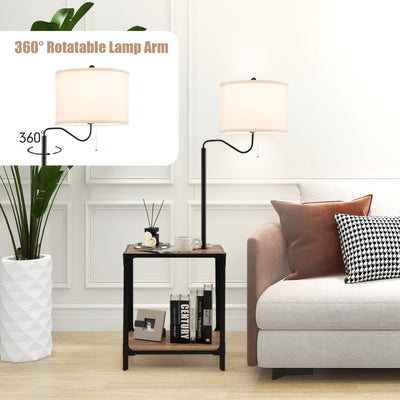 360° Rotatable Floor Lamp with End Table and USB Charging Ports