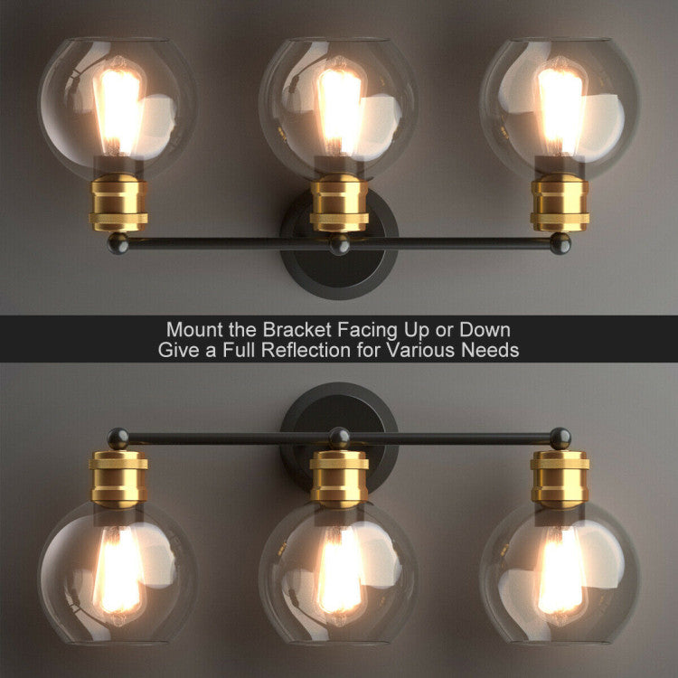 Modern 3-light Bubbled Glass Vanity Light