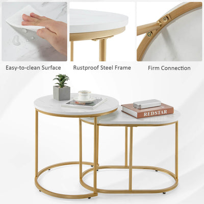 Modern Marble Look Stacking Nesting Coffee Table Set