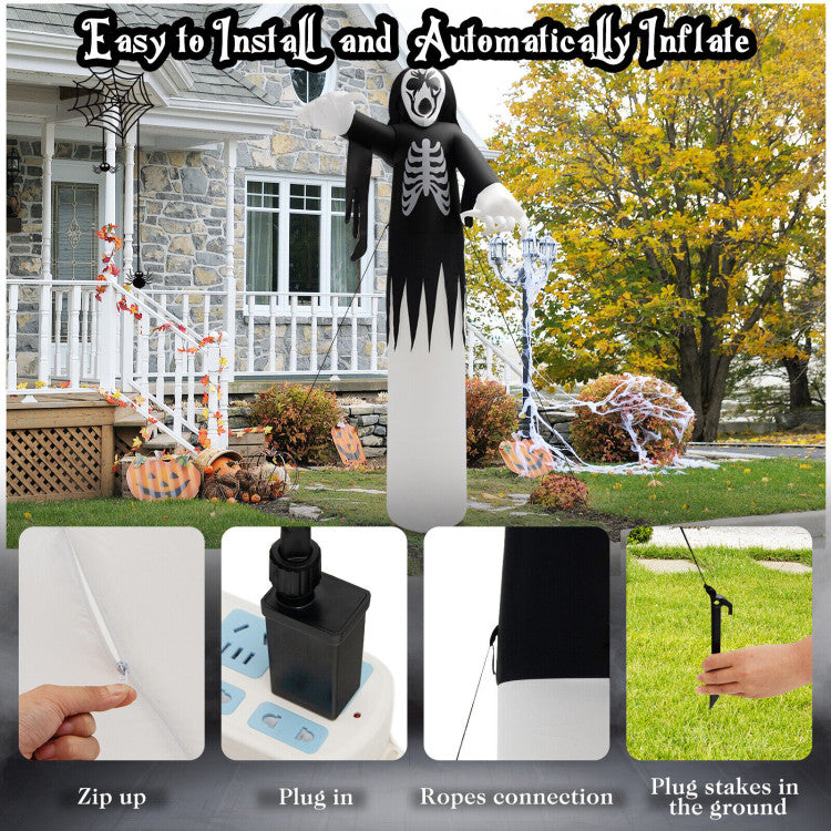 12 Feet Inflatable Halloween Skeleton Decoration with LED Lights