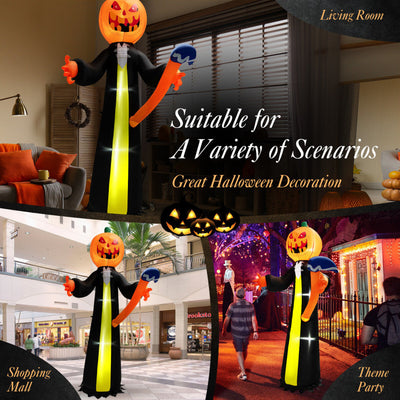 10 Feet Halloween Inflatable Pumpkin Ghosts with Built-in LEDs