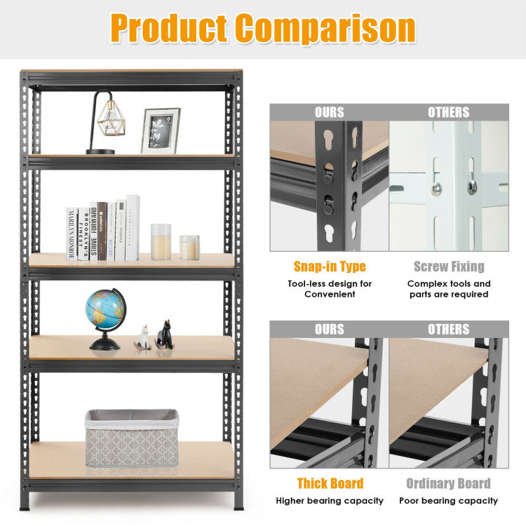 5-Tier Steel Storage Shelve for Home Office Garage--Gray