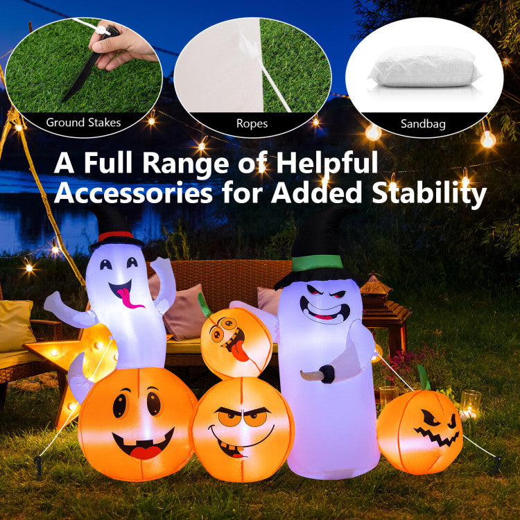 6 Feet Halloween Inflatable Pumpkins and Ghosts with LED Lights