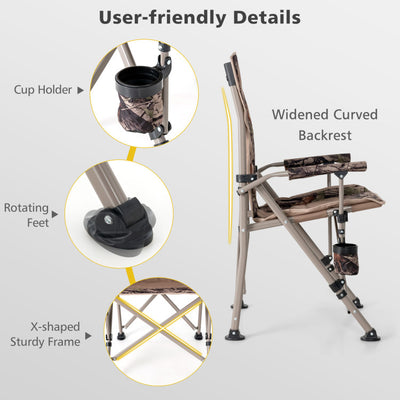 Portable Camping Chair with 400 LBS Metal Frame and Anti-Slip Feet