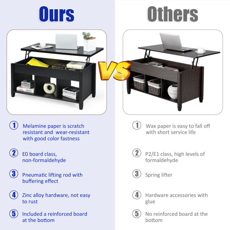 Lift Top Coffee Table with Hidden Storage Compartment