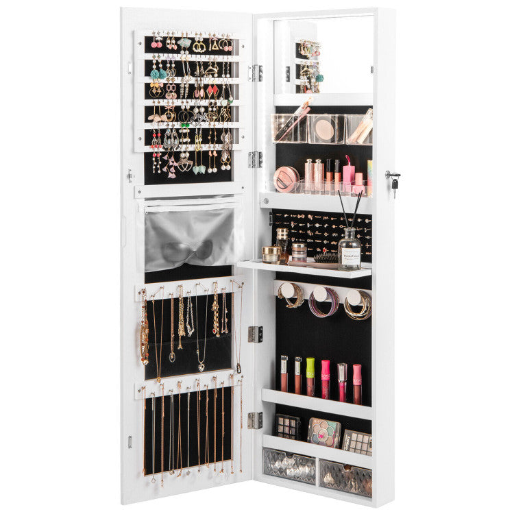 Wall Mounted Jewelry Cabinet with Full-Length Mirror