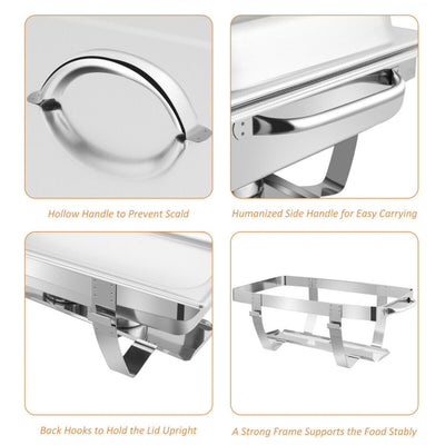 2 Packs Stainless Steel Full-Size Chafing Dish