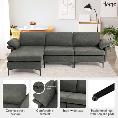 Extra Large L-shaped Sectional Sofa with Reversible Chaise