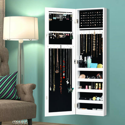 Door and Wall Mounted Armoire Jewelry Cabinet with Full-Length Mirror