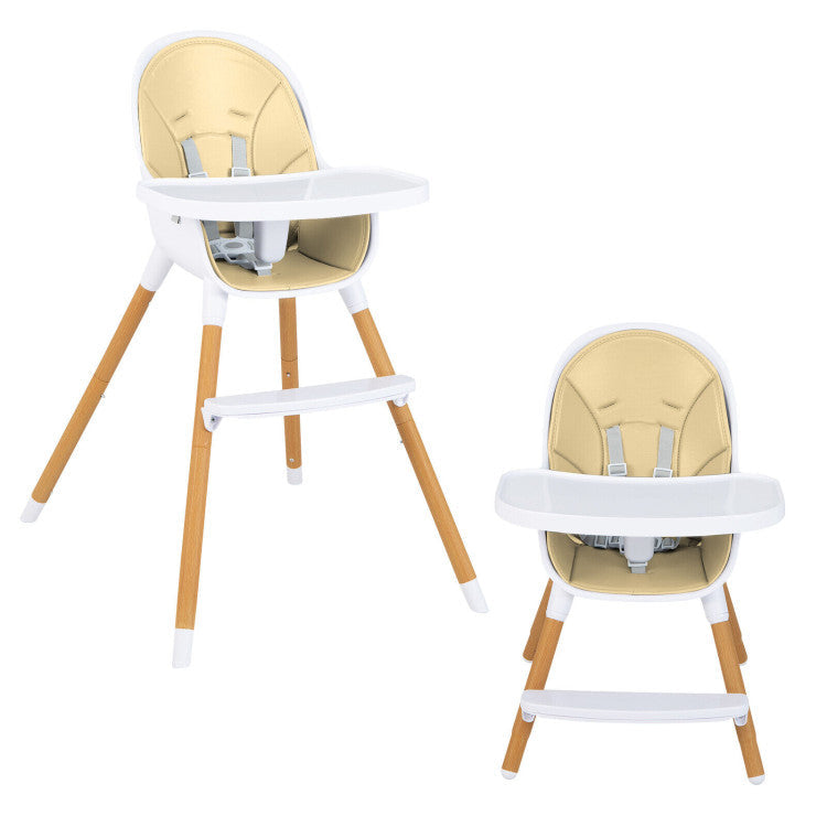 4-in-1 Convertible Baby High Chair Infant Feeding Chair with Adjustable Tray