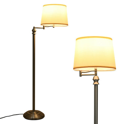 Swing Arm LED Floor Lamp with Hanging Fabric Shade