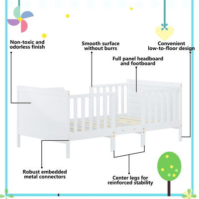 2-in-1 Convertible Toddler Bed with Guardrails