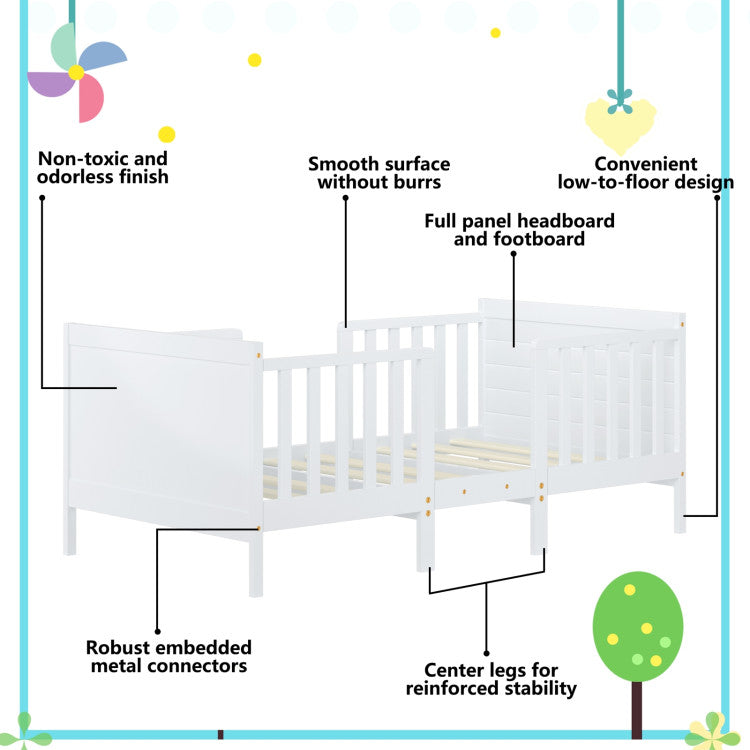 2-in-1 Convertible Toddler Bed with Guardrails