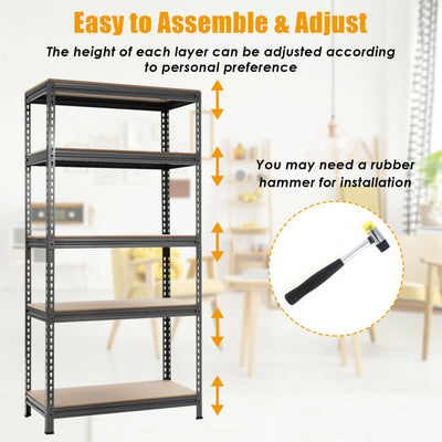 5-Tier Steel Storage Shelve for Home Office Garage--Gray