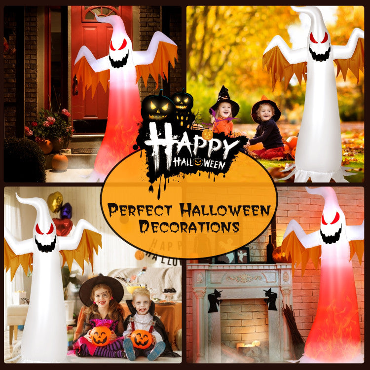 8 Feet Halloween Inflatable Ghost with Rotatable Flame LED Lights