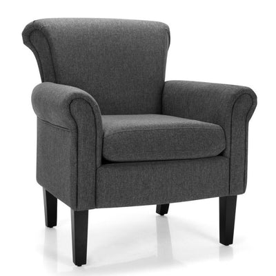 Upholstered Fabric Accent Chair with Adjustable Foot Pads