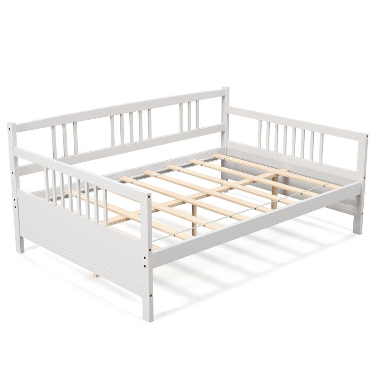 Full Size Metal Daybed Frame with Guardrails