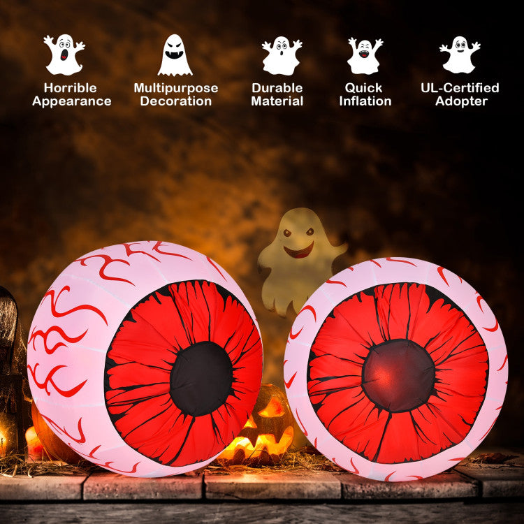 2 Pack 3 Feet Halloween Inflatable Eyeballs with Air Blower