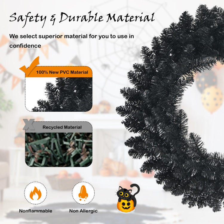 24 Inch Pre-lit Halloween Wreath with 35 Purple LED Lights