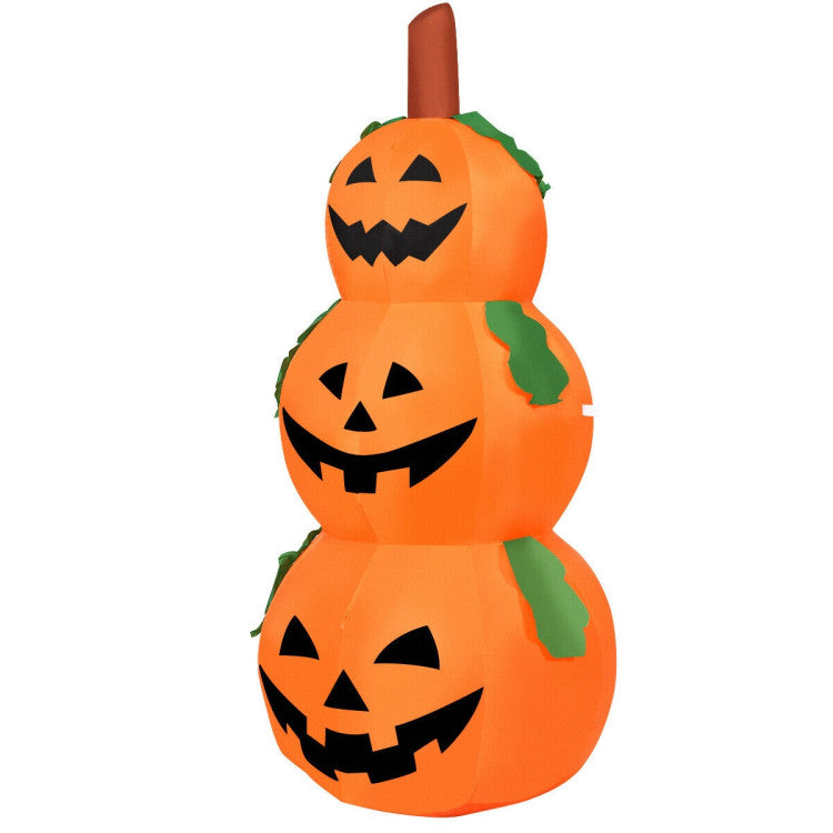 5.2 ft 3-Pumpkin Stack Halloween Inflatable with Internal LED Bulbs and Waterproof Fan