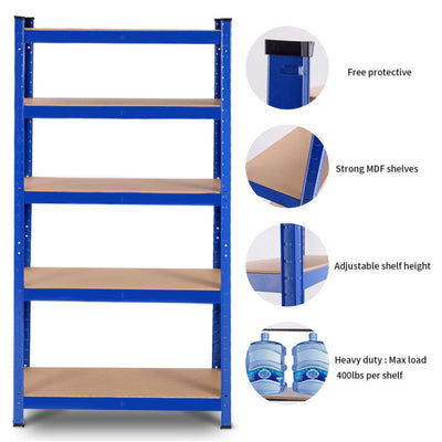 Adjust 30 x60 Inch 5 Level Garage Tool Shelf Storage--Blue