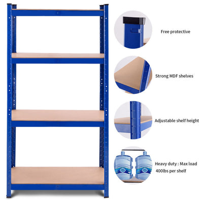 Adjustable Heavy Duty 4 Level Garage Tool Shelf Storage--Blue